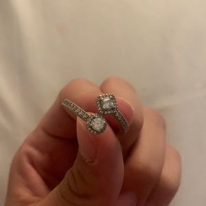 Pandora Square and Circle Open Zirconia Ring in Sterling Silver